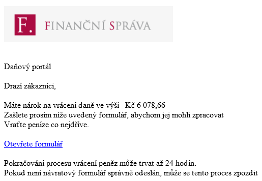 Finanční správa opět varuje před podvodnými e-maily